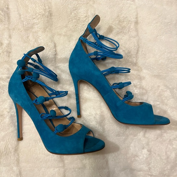 Gianvito Rossi Blue Suede High Heel - Picture 4 of 7